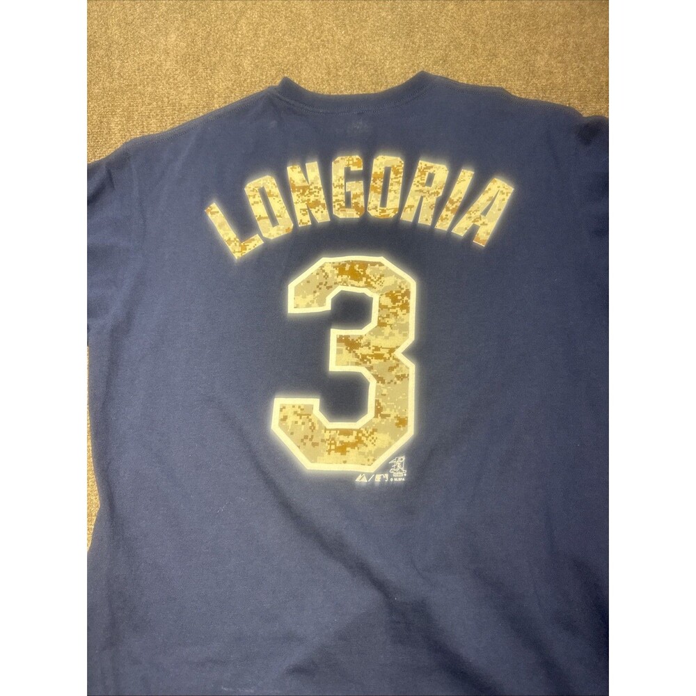 Majestic Tampa Bay Rays Evan Longoria T Shirt Mens Medium #3 Camo Salute Service